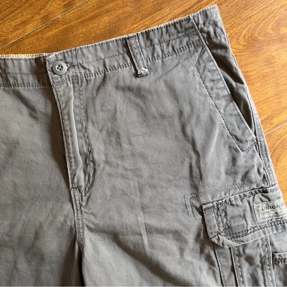 UNIONBAY Mens Gray Canvas 100% Cotton Cargo Utility Shorts Size 38